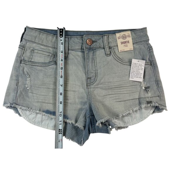 So Jean Shorts Size 9 Denim Womens High Rise Shortie Frayed Hem Light Wash - Picture 4 of 7